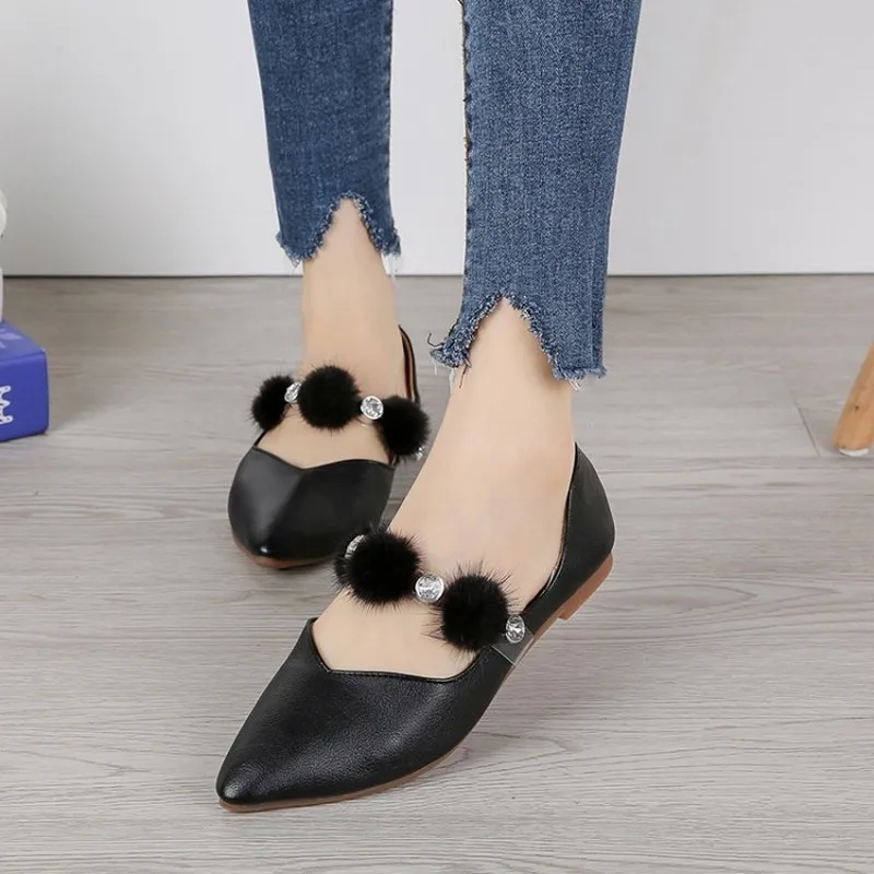 

Fashion Women Flat Shoes Spring Autumn Ballerina Rhinestone Flats Shoes Princess Pointed Toe Loafer Female Slip On Flats J16-34