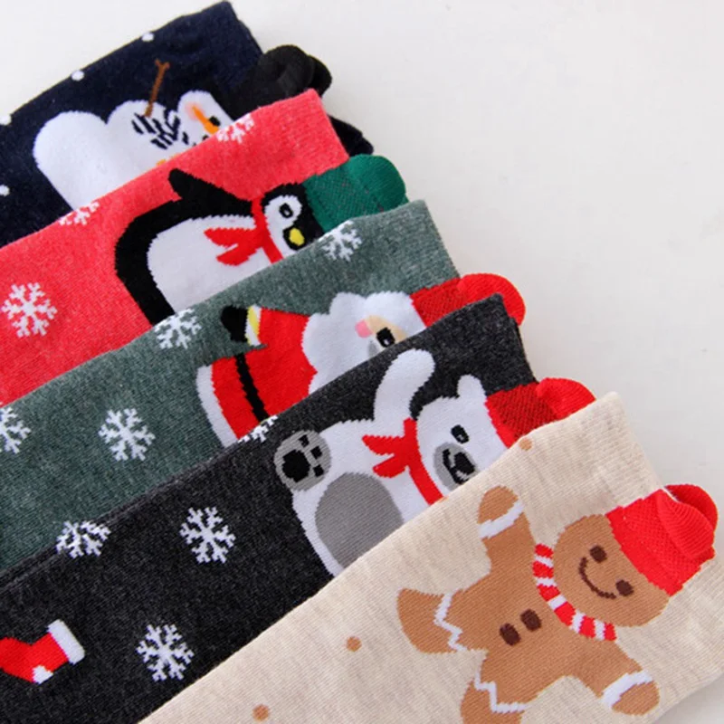 Новые дизайнерские рождественские носки с Санта Клаусом женские хлопковые короткие зимние носки с оленем Милые Носки с рисунком снеговика подарок на год