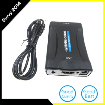 

1080P Scart To HDMI Scaler Converter Audio Video Adapter for DVD STB +USB Cable diy electronics