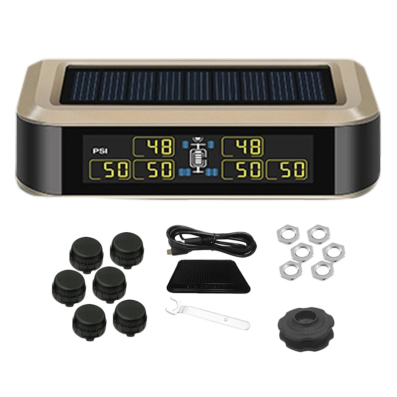 TPMS автомобильный беспроводной монитор давления в шинах для шины RV 6 колес давление в шинах ЖК-монитор система с 6 внешними датчиками