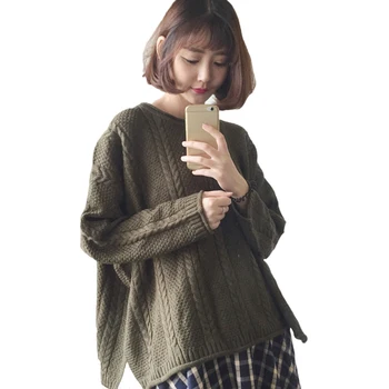 

Spring and autumn new long-sleeved bat sleeve sweater thickened loose pullover