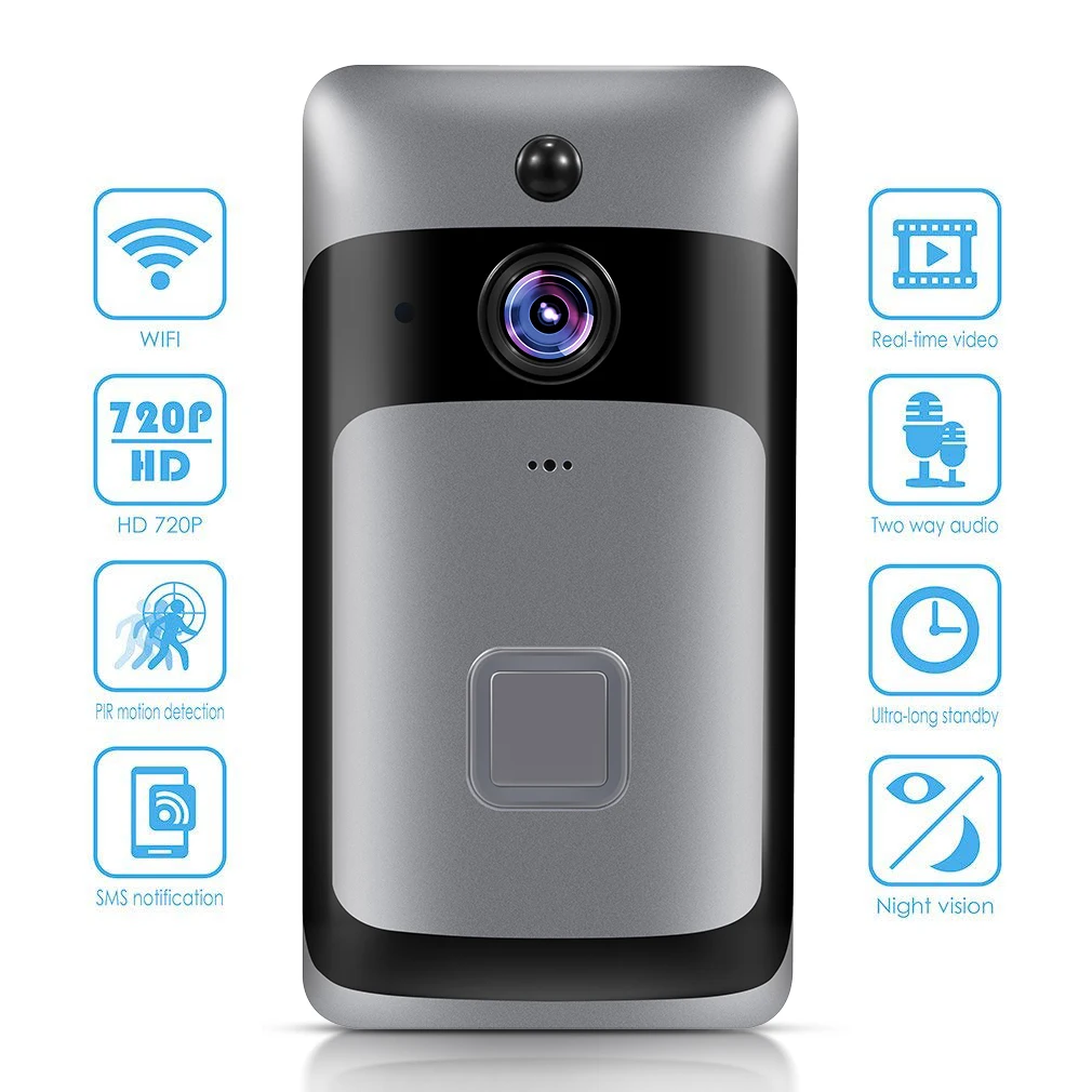 1080P HD WiFi видеопереговорное устройство глазок дверной звонок, камера PIR ИК детектор движения ночного видения 160 градусов беспроводной