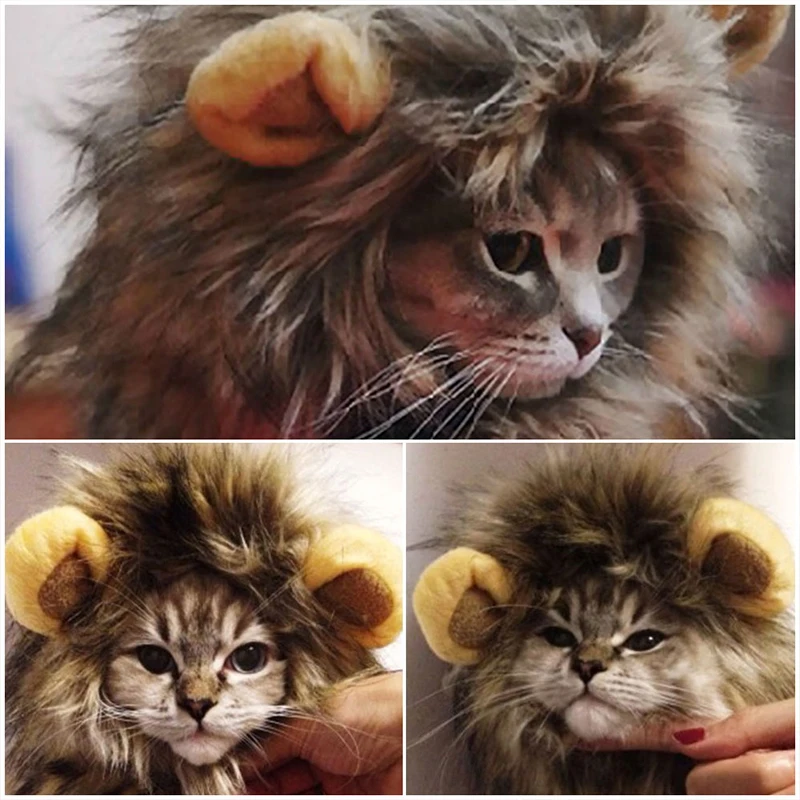 Парик Львиная Грива шляпа для животных парик кота смешные рождественские милые
