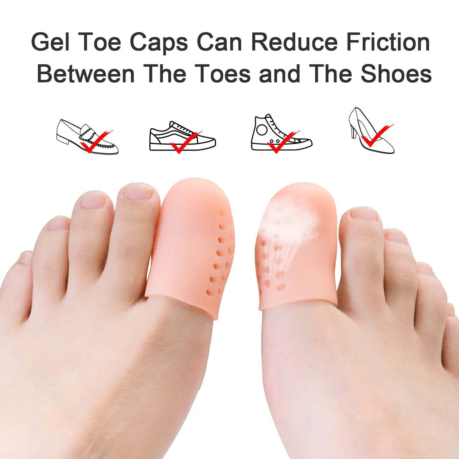 Toe Protector 2/4/6/8/10pcs Big Thumb Care Silicone Soft Breathable Foot Corns Blisters Toe Cap Cover Finger Protection
