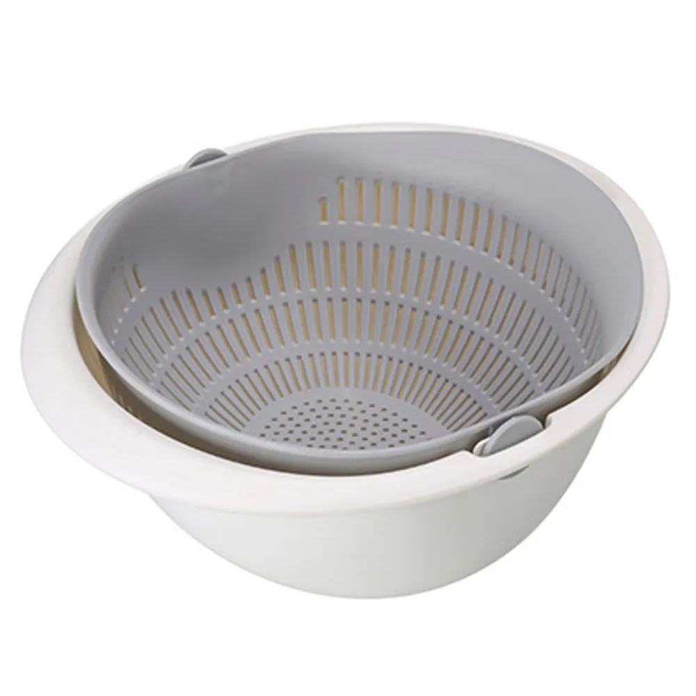 Kitchen Drain Basket Bowl Rice Washing Colander Baskets Kitchen Strainer Noodles Vegetables Fruit Double Drain Storage Basket