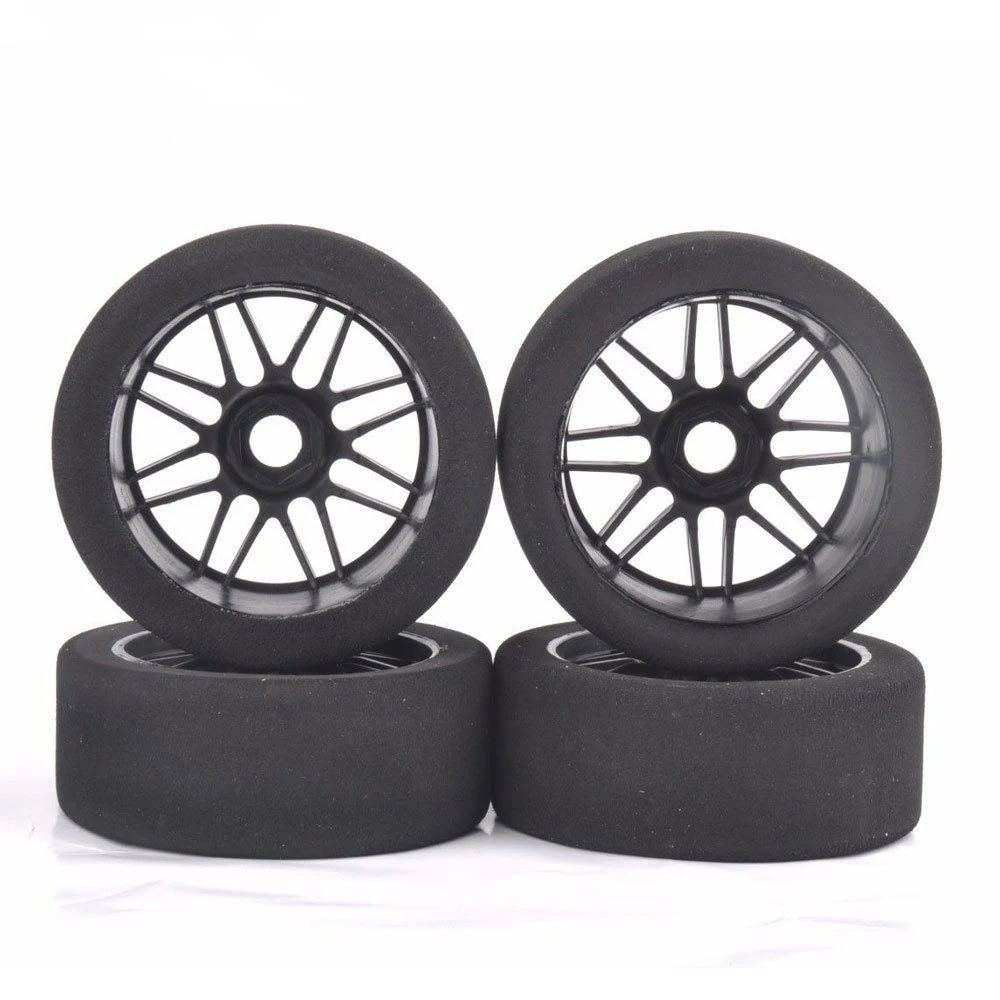 

4pcs 1/8 RC Sponge Race Tire Wheel Rims 105mm Set 17mm Hex For HSP HPI Racing Car