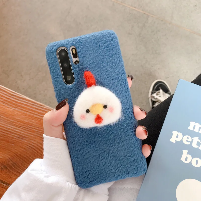 Милый мультяшный плюшевый пушистый чехол для huawei P30 P20 mate 30 Pro, чехол из мягкого ТПУ для huawei Honor 9X V20 Pro Nova 3 4 5 Pro Capa - Цвет: Blue