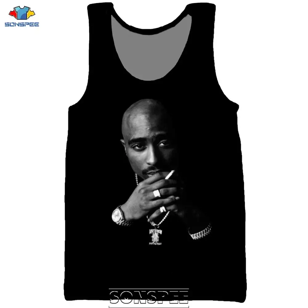 Мужская футболка SONSPEE хип хоп Тупак рэп 3D принт повседневная одежда 2Pac фитнес