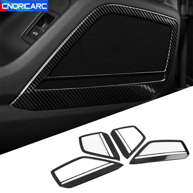 Car Styling Door Stereo Speaker Decorative Frame Cover Trim Carbon Fiber Color For Audi A6 C8 2019-20 Auto Interior Accessories
