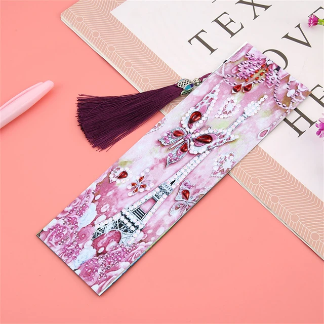 HUACAN 5D Special Shaped Diamond Painting Bookmark Diamond Art Embroidery Cross Stitch Leather Tassel Book Marks