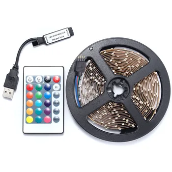 

3528 LED RGB LED Strip Light Non Waterproof 5V Strip Lamp Flexible TV Back Lighting Kit With USB 24 Key Remote