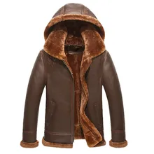 Новинка, Мужское пальто из натуральной кожи, овчина, мужская куртка с капюшоном, кожаные зимние куртки, мужская куртка из овчины, EMS