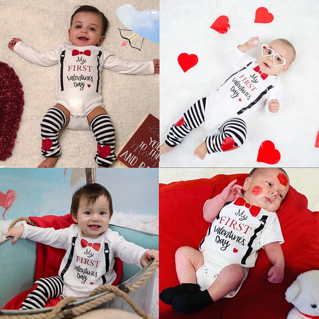 Комбинезон с надписью Valentine для новорожденных девочек и мальчиков теплая одежда