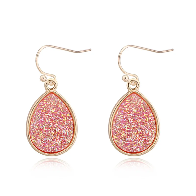 4 цвета s Drusy Druzy серьги в виде капли воды подвески из смолы очаровательные