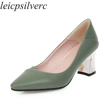 

Women Pumps High Heel Pointed Toe Slip on Spring Autumn 2020 Sexy New Fashion Casual Sweet Party Green Beige Big Size34-47