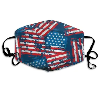 

NiYoung Unisex Breathable USA American Flag Patriotic Mouth Mask, Adjustable Earloop Anti Dust Pollution Face Mask for Running