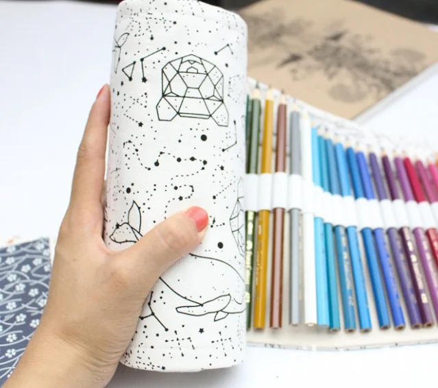 Простой и портативный 36/48 отверстия большой Созвездие Карандаш Чехол холст рулон