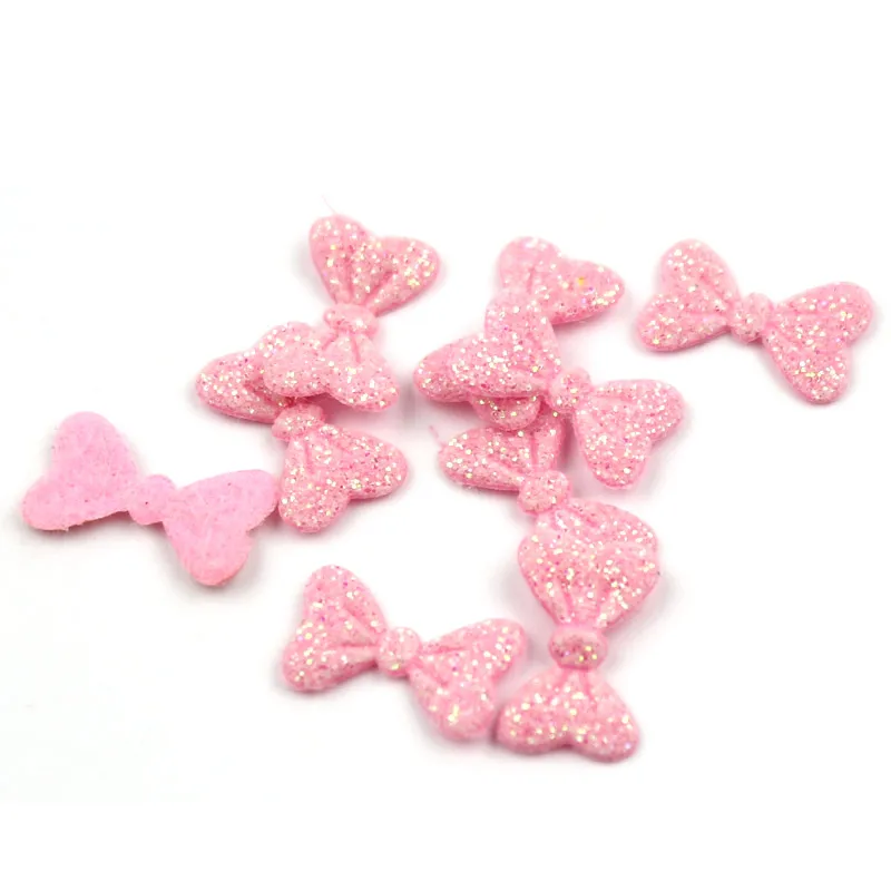 Candy pink 80 шт, 0,9*1,5 см, красочные блестящие Аппликации в форме банта для детей, BB клип, поставка головных уборов, сделай сам, ремесло, Декор - Цвет: Candy pink