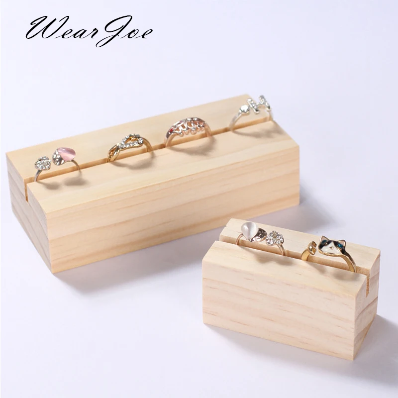 Solid Wood Earrings Card Slot Holder Ring Jewelry Storage Display Stand Shelf Signage Tag Advertising Label Organizer Showcase