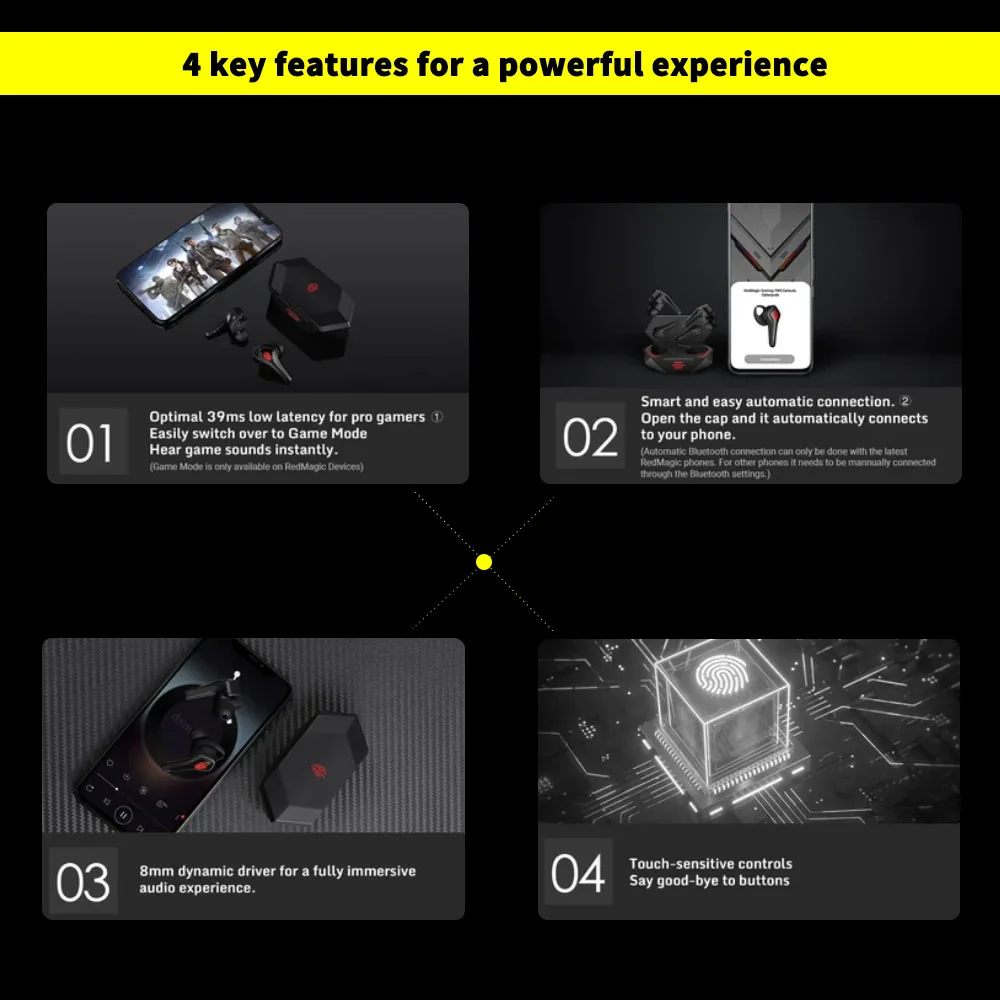 2025 TWS Gaming Earphone For Nubia RedMagic 7 7Pro 5G Wireless Bluetooth Redmagic Cyberpods 4-16 hours battery life 3