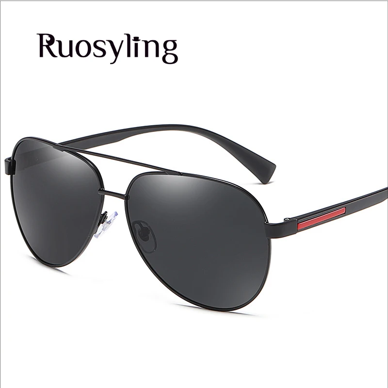 Black Grey Ruosyling высокое качество TR 90 матовые черные темные очки мужские поляризованные очки для водителя пилот УФ 400 TAC линзы сверхлегкие очки - Цвет линз: Black Grey
