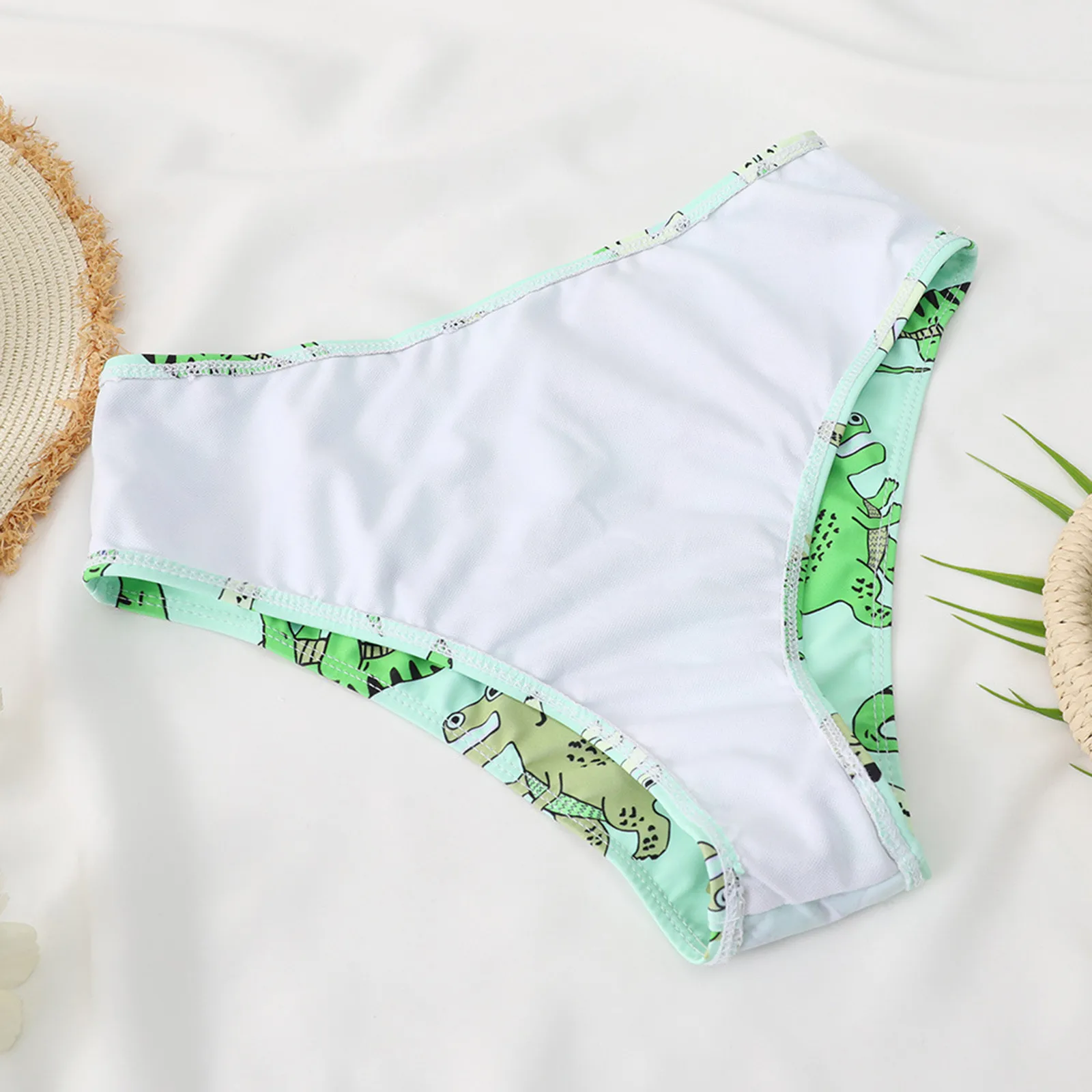 Women Sexy Cute Dinosaur Print Split Two Pieces Swimsuit Swimwear Bikini Set Trajes De Ba&ntilde;o Mujer
