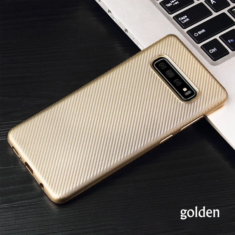 Gold Чехол из углеродного волокна для samsung S10 e S9 S8 Plus роскошный силиконовый Ультратонкий чехол для samsung Note 9 8 A30 A50 A70 бизнес Чехол - Цвет: Gold