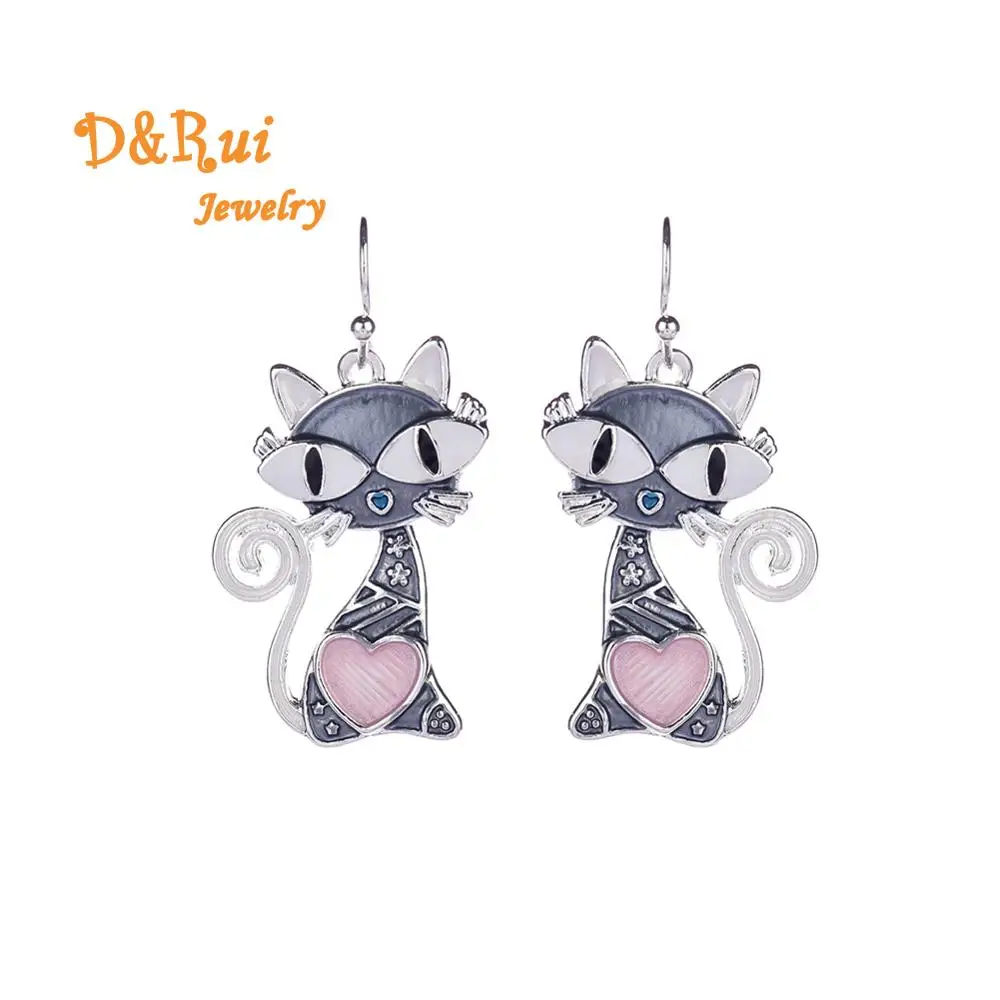 2020 New Arrivals Statement Drop Earrings for Kids Women Female Enamel Cat Animal Dangle Hanging Earring Jewelry Brincos Gifts | Украшения