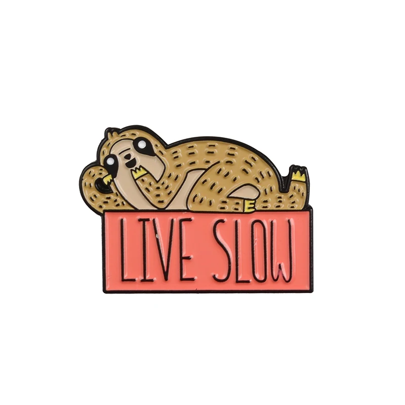 live slow Qihe ювелирные изделия 8 стилей Ленивец булавка спящий Висячие обнимающие Нагрудные Значки Броши для женщин девочек живая медленная Бижутерия Аксессуары - Окраска металла: live slow