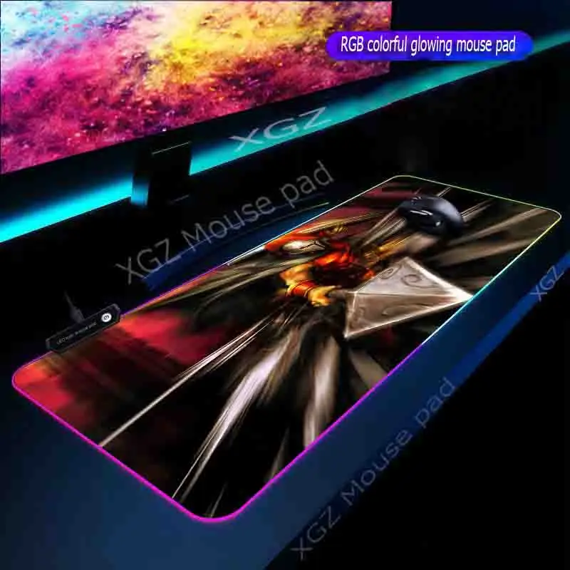  XGZ Anime Grey Tabard HD Custom Large RGB Mouse Pad Black Lock Edge Computer Keyboard Desk Mat Rubb