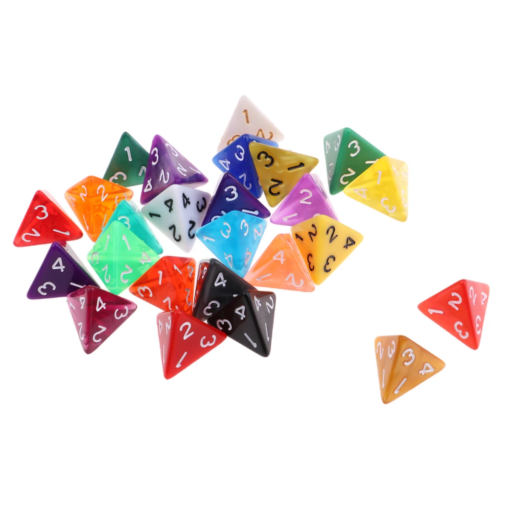 25Pc Plastic D4 Dices for Dungeons &Dragons D&D TRPG Adults Pub Bar Fun