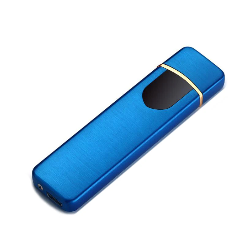 blue Зарядная Зажигалка сенсорная Индукционная ветрозащитная электронная ультратонкая USB Зажигалка на заказ металлические аксессуары для сигарет - Цвет: blue