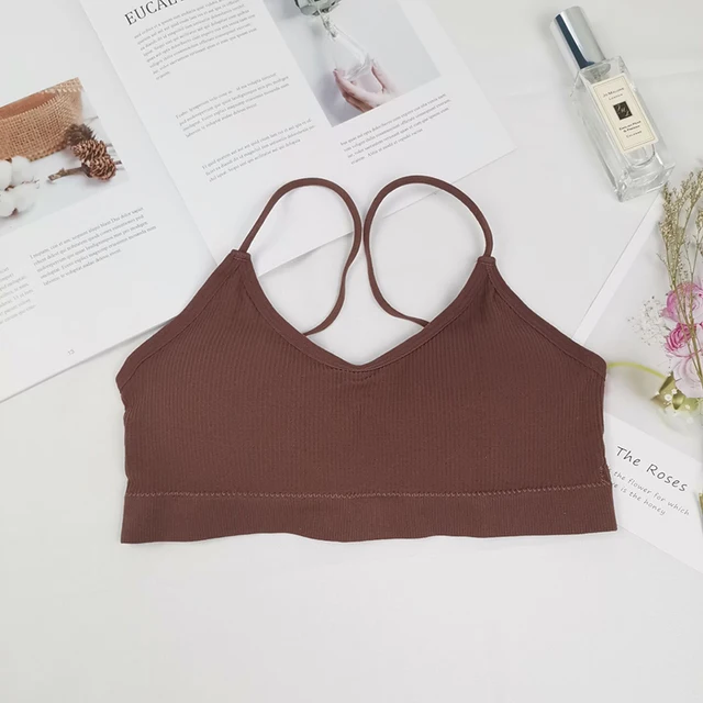 High Elastic Bra Women Gathering Bralette Push Up Bra Summer Anti-light Korean Style Wild Bra Tube Top Sexy No Rims Lingerie Coffee