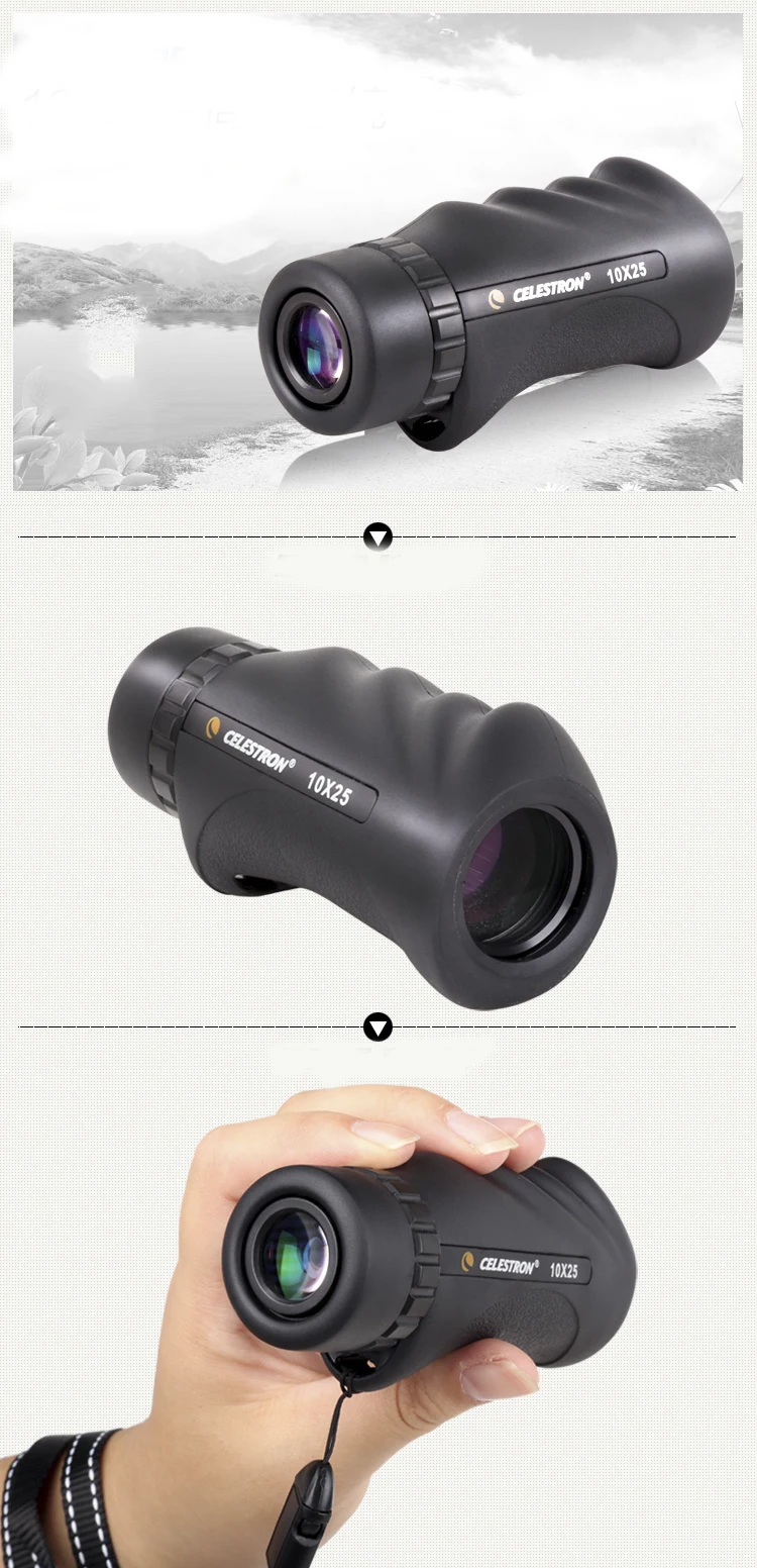 CELESTRON природа 10x25 монокулярный телескоп Водонепроницаемый компактный портативный для кемпинга ручной Bak4 призма Карманный Spyglass