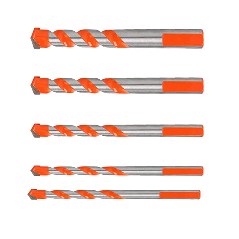 

Punching Drill Bits Set of 5,Triangular-Overlord Handle Multifunctional Drill Bits,for Concrete Brick Glass Plastic Wood