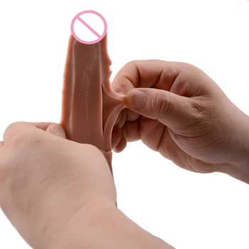 Mlsice 20cm Double Realistic Artificial Penis Dick Soft Silicone Dildo Suction Cup Male Woman Masturbator Adult Sex Toys Dildos 4