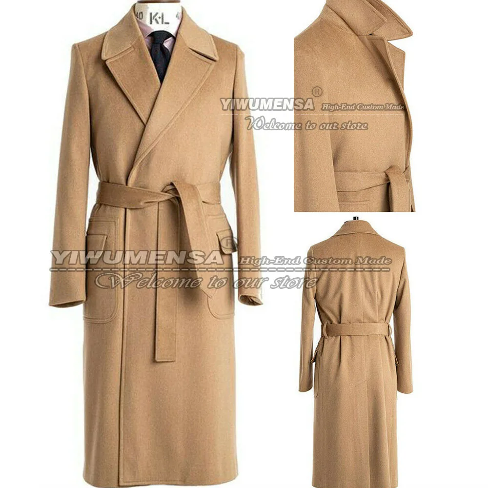 Autumn/winter Brown Suits Jacket Tweed Wool&blends Trench Long Coat