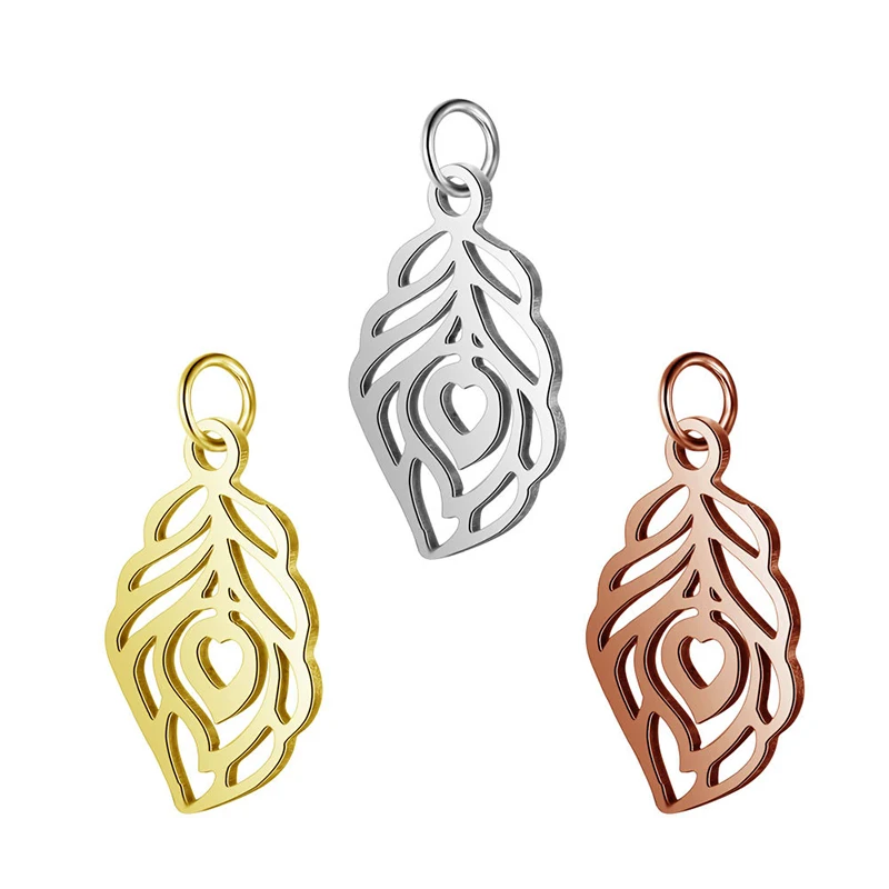 

Stainless steel feather Charms plumage Pendant for DIY Bracelet connector Necklace earring Jewelry Making Handmade Accessories