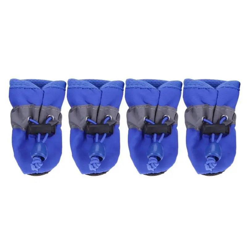 4pcs/Set Waterproof Pet Dog Shoes Anti-Slip Soft Dogs Rain Booties Footwear