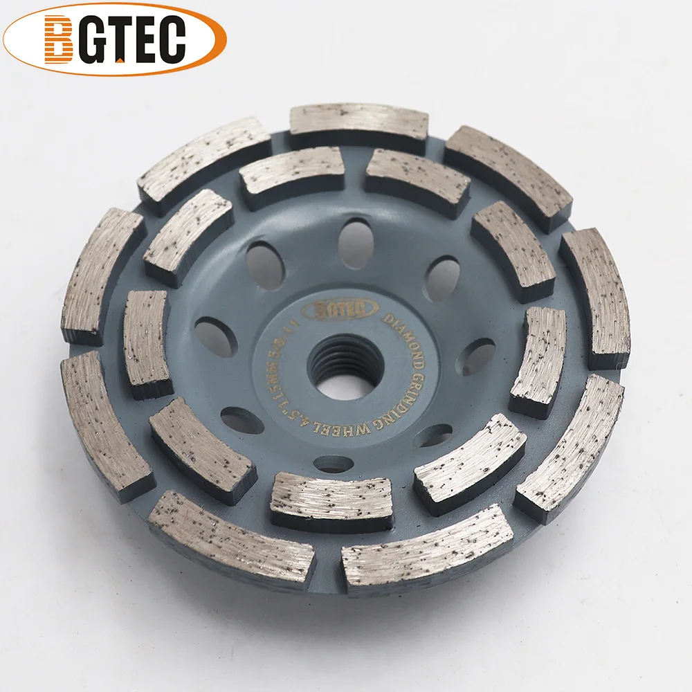 BGTEC 2pcs 4.5inch Diamond Double Row Grinding Cup Wheel 115mm concrete, Masonry, Granite marble Grinding discs
