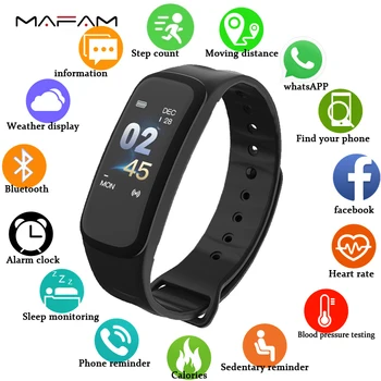 

MAFAM C1Plus Smart Watch Sport Fitness Tracker Heart Rate Blood Pressure Oxygen Monitor Running Men Watch Women For IOS Android
