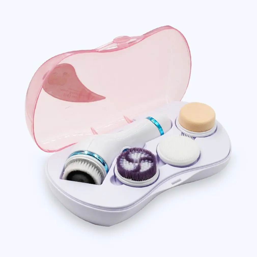 

4-in-1 Face Brush Electric Face Cleaning Brush Acne Blackhead Removal Battery Operated Massage Brush Device with Storage Box
