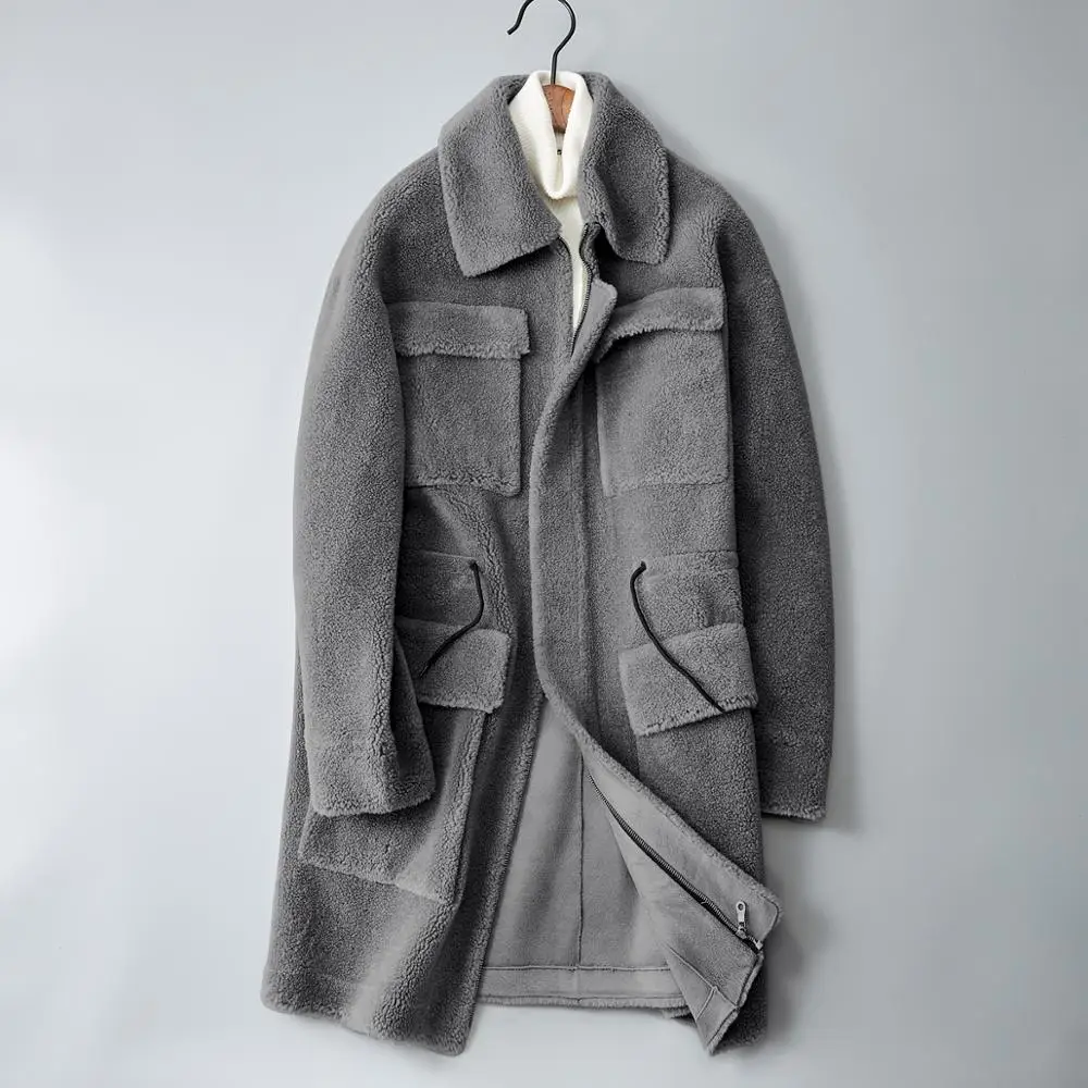 Men's Wool Coat New Winter Jacket Natural Cashmere Fleece Trench Imitation Mink Coat Fashion Single Breasted Overcoat#1980