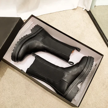 

Women's Shoes Boots 2020 Spring New Fashion Elastic Band Boots Plus Velvet Thick Heel Motorcycle Boots