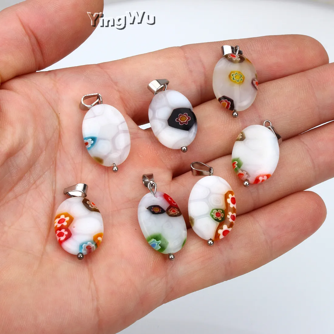 Yingwu 30 шт./лот микс из нержавеющей стали Красивый Цветок Millefiori стеклянные бусины