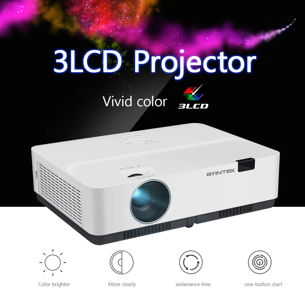 BYINTEK бренд Cloud K400 300 дюймов дневной свет 3300ANSI 3LCD видео фильм 1080P FUll HD проектор для домашнего кинотеатра Образование Бизнес