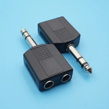 

50pcs 6.35mm Speaker Connector Plug 6.5mm Dual Stereo Audio Mic Microphone Socket 3Poles Mono Audio Adapter Connector Jack Black