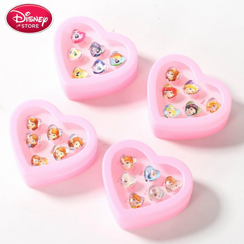 Disney Frozen Anna Elsa Sophia princesa maquillaje de juguete Sofia Belle Blancanieves niñas juguetes para juego de imitación niños anillo conjunto de joyería de Disney