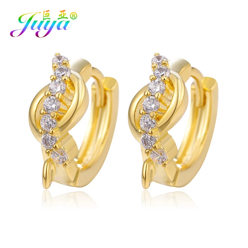 Gold Juya DIY золотые/серебряные серьги, аксессуары, кубический цирконий, Leverback, обруч, серьги, крючки для модных сережек - Цвет: Gold