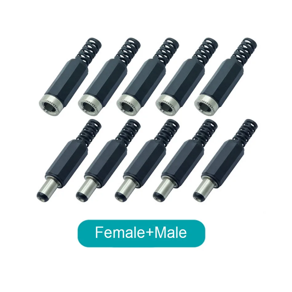 Dc connectors,power jack connector 10pcs DC Connector 2.5/2.1*5.5mm Power Jack DC Power Conector 5.5x2.1/5.5x2.5mm Male&Female